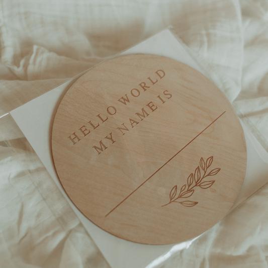 'Hello World My Name Is' Wooden Plaque - 15cm