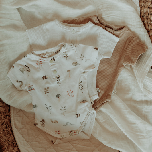 Short Sleeve Organic Bodysuit - Plain and Patterned