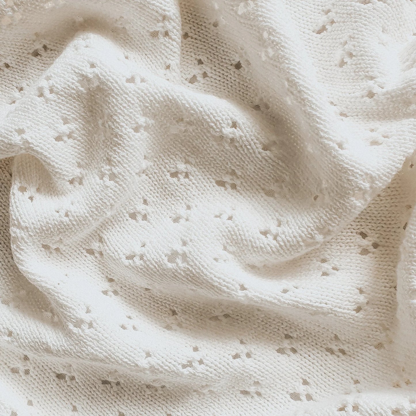 Heirloom Pointelle Knit Blanket - Vanilla/Toffee