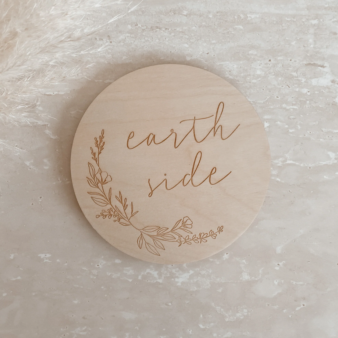 Earthside Floral Wooden Plaque - 15cm