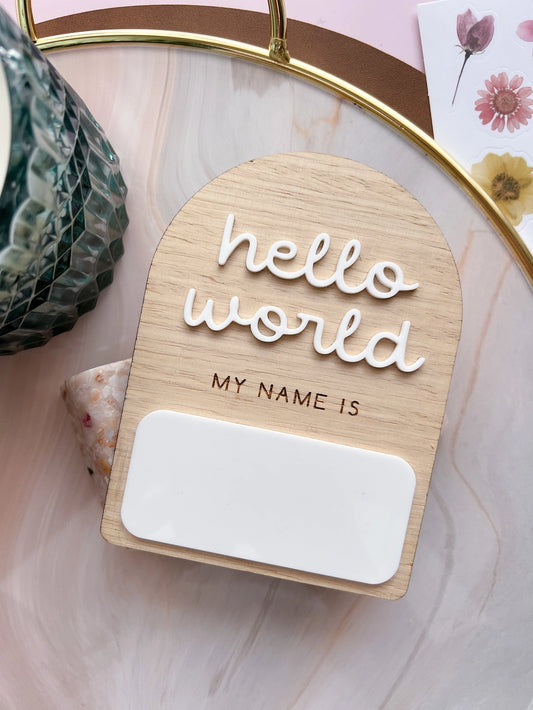 Wipeable Announcement Plaque - Hello World