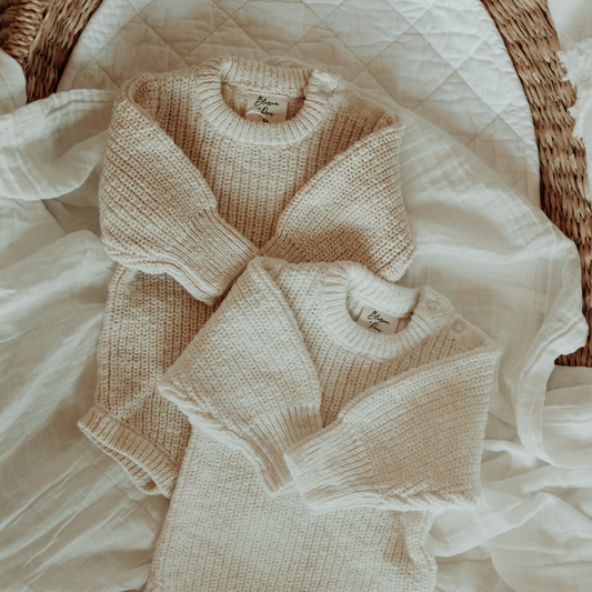 Chunky Knit Romper - Cloud/Honey