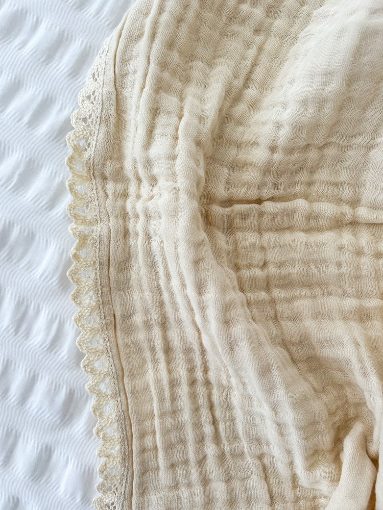 Cotton Gauze Lace Blanket