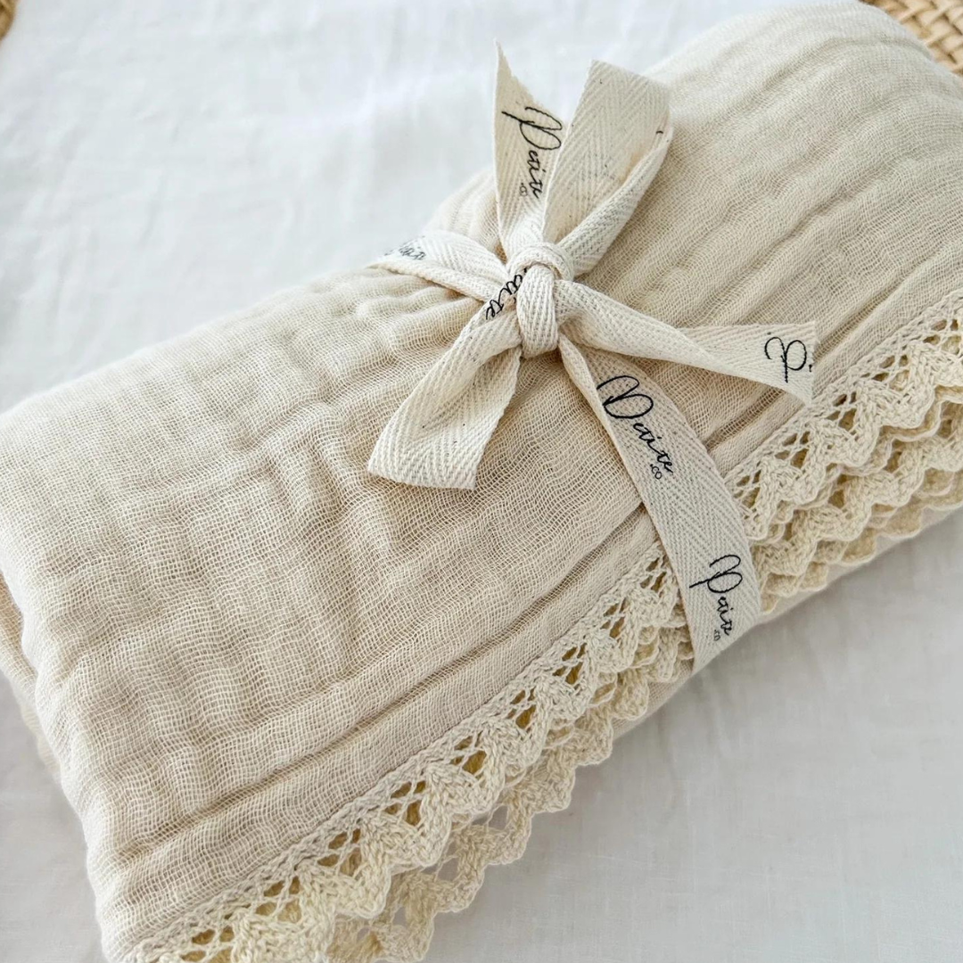 Cotton Gauze Lace Blanket