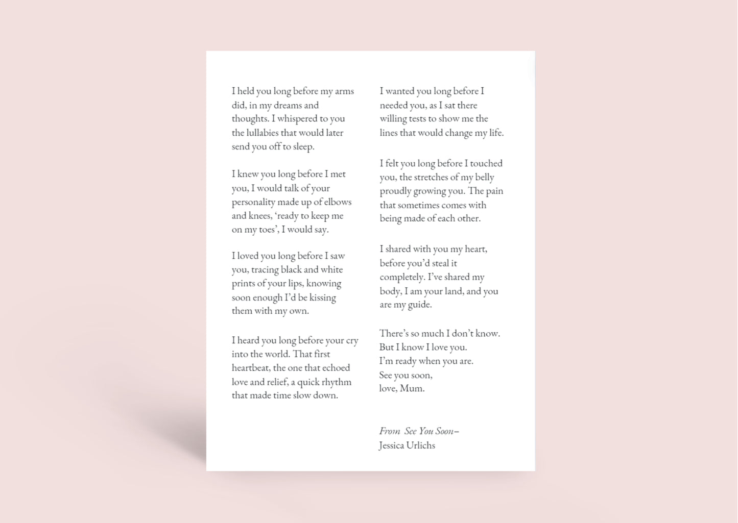 Jessica Urlichs Poetry Greeting Cards